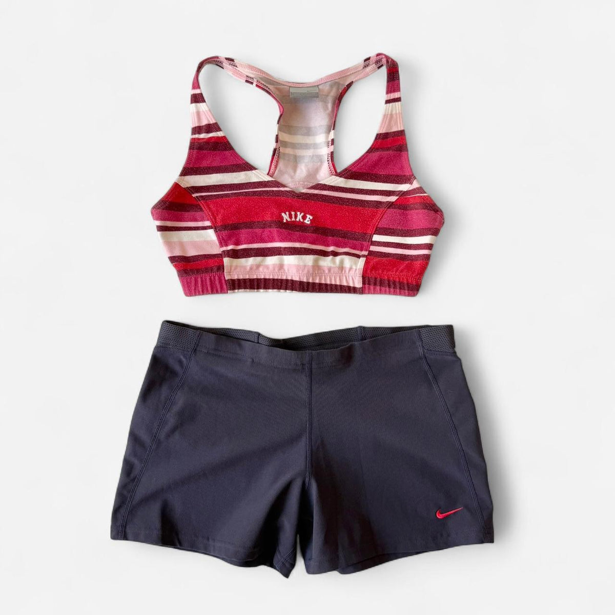 Nike Striped Sports Bra + Shorts Set