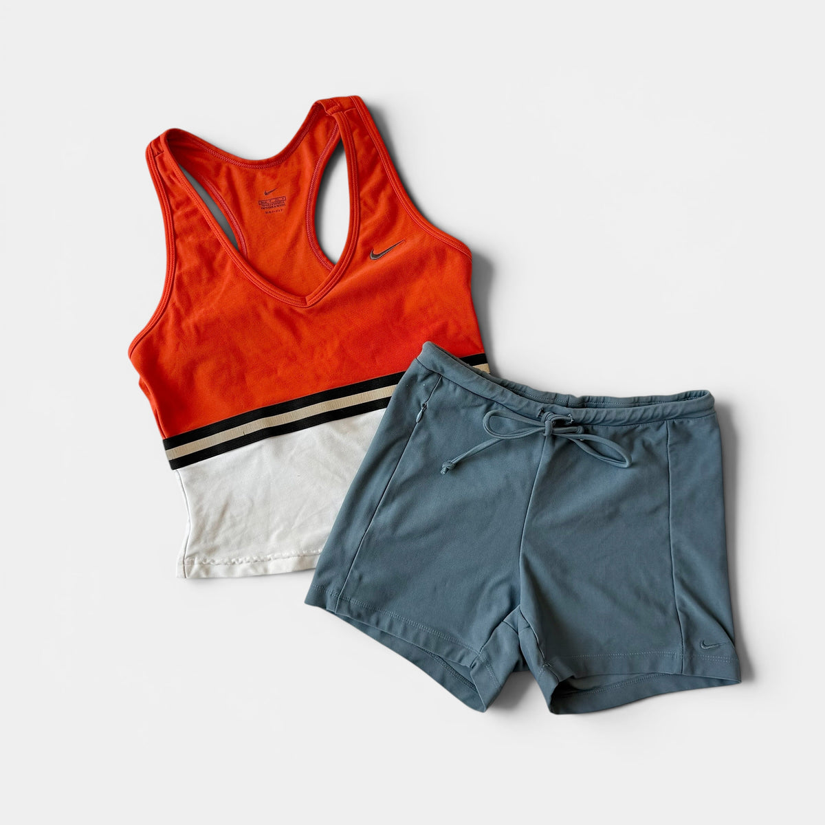 Nike Y2K Orange Grey Active Short Set Sporty