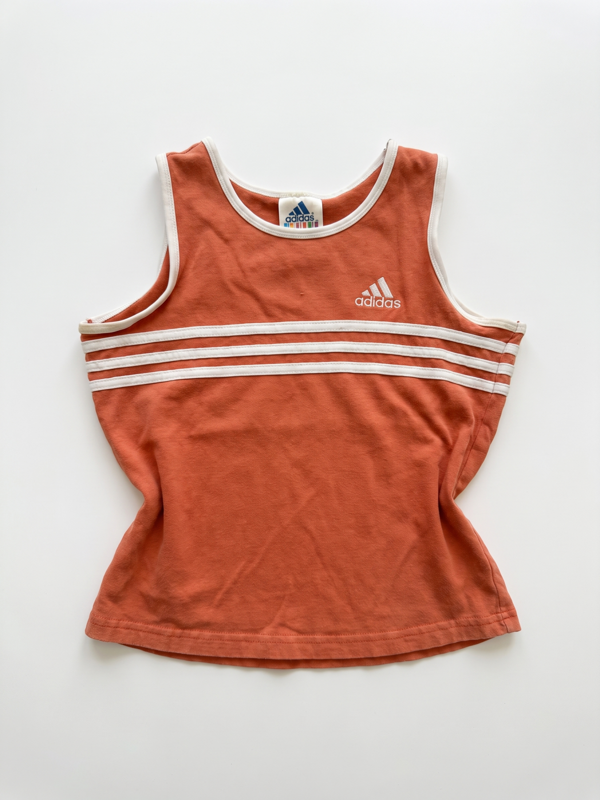 Adidas Early 2000s Orange Three Stripe Tank Top