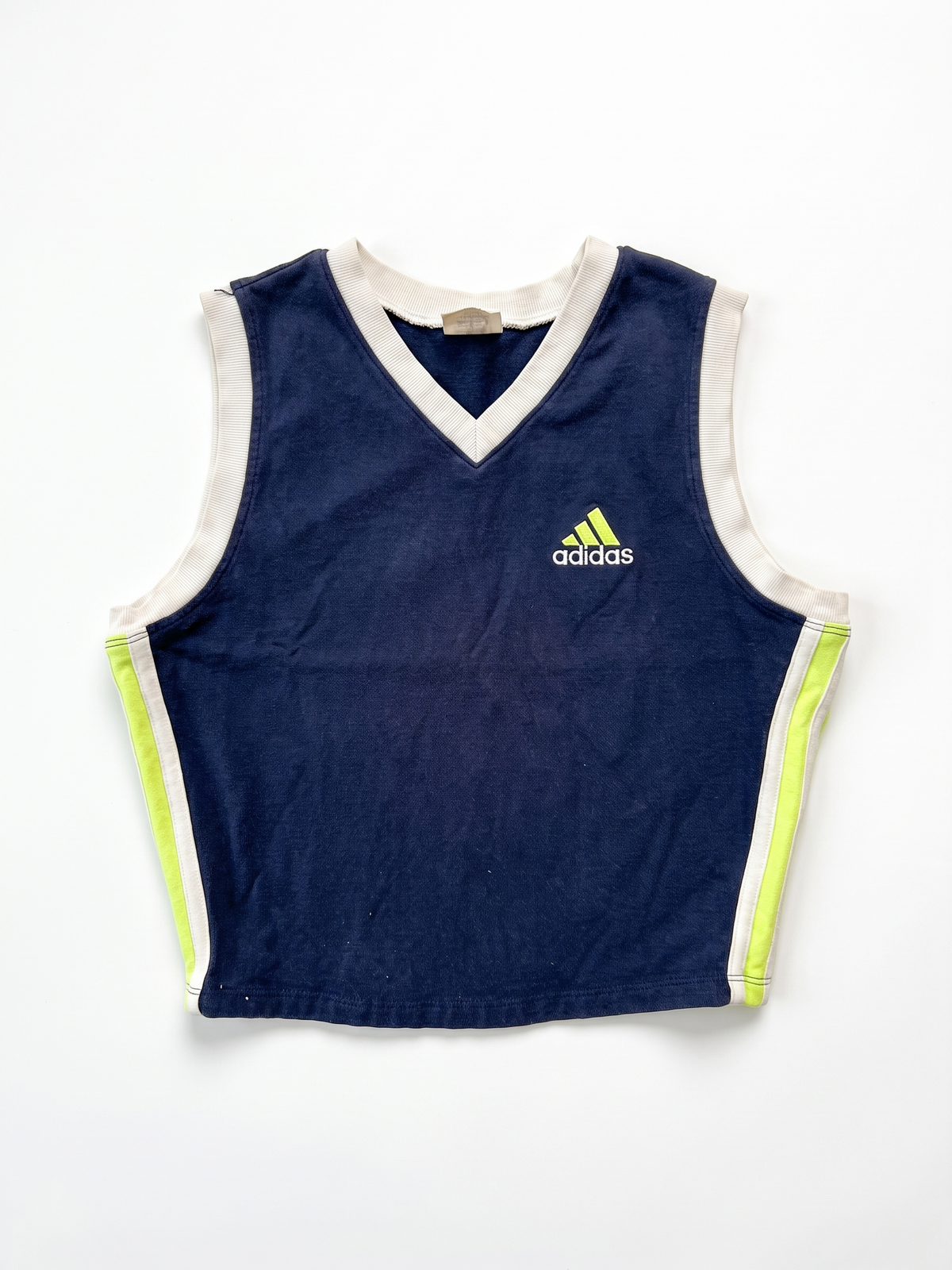 Adidas 90s Navy Neon Green Cropped Tank Top