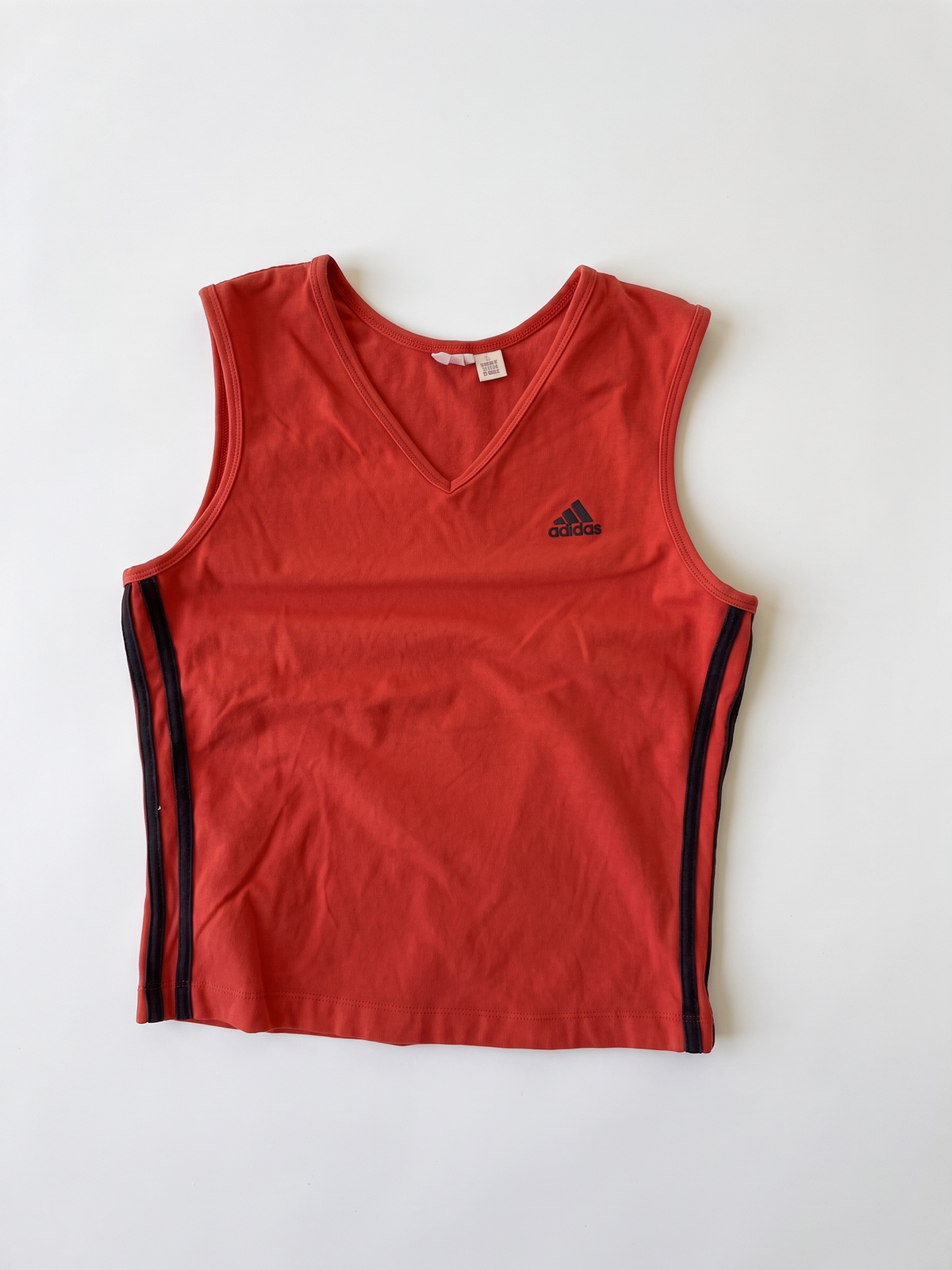 Adidas 2000s Red Black V-Neck Tank Top