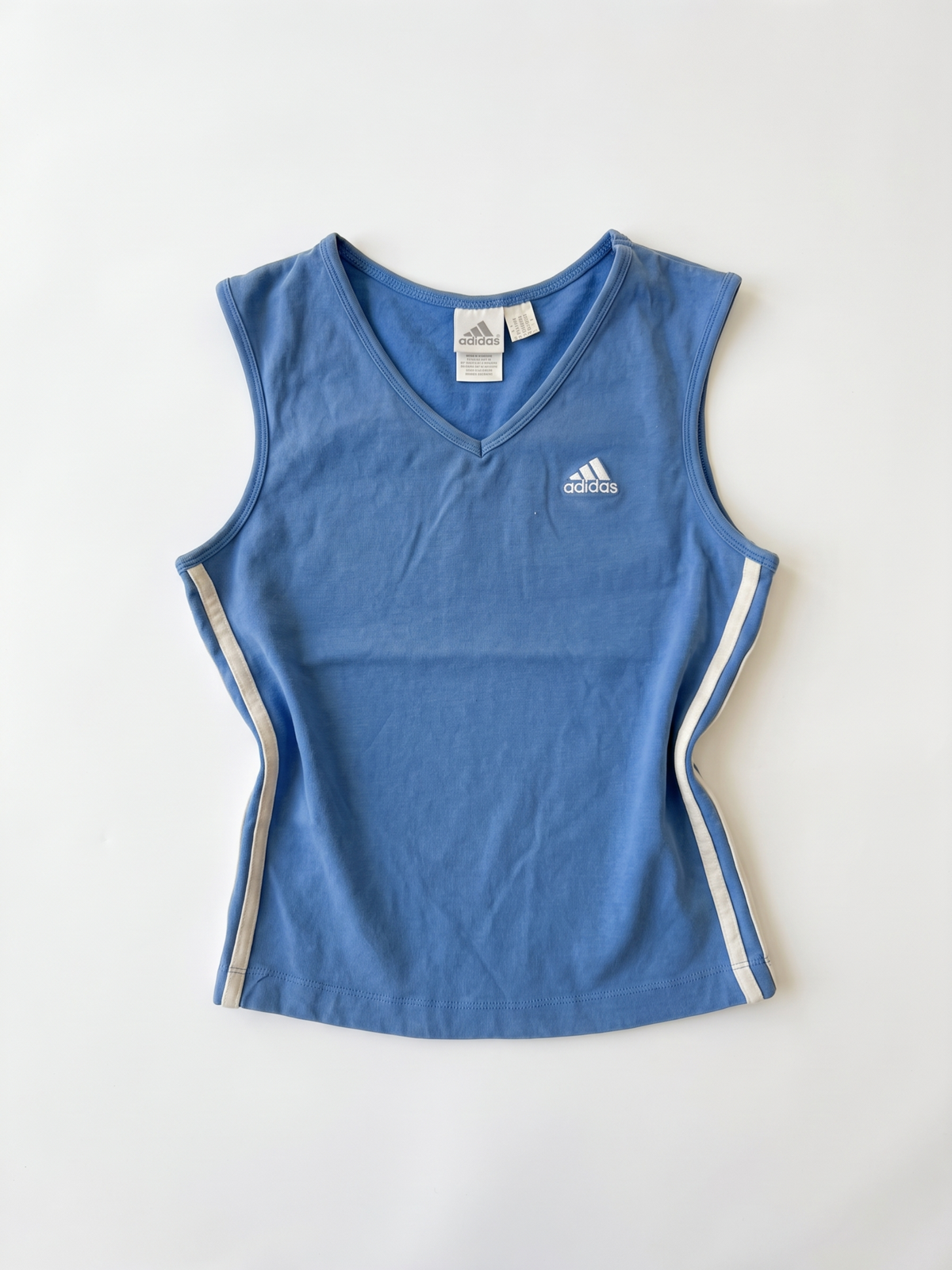 Adidas Y2K Blue White V-Neck Tank Top