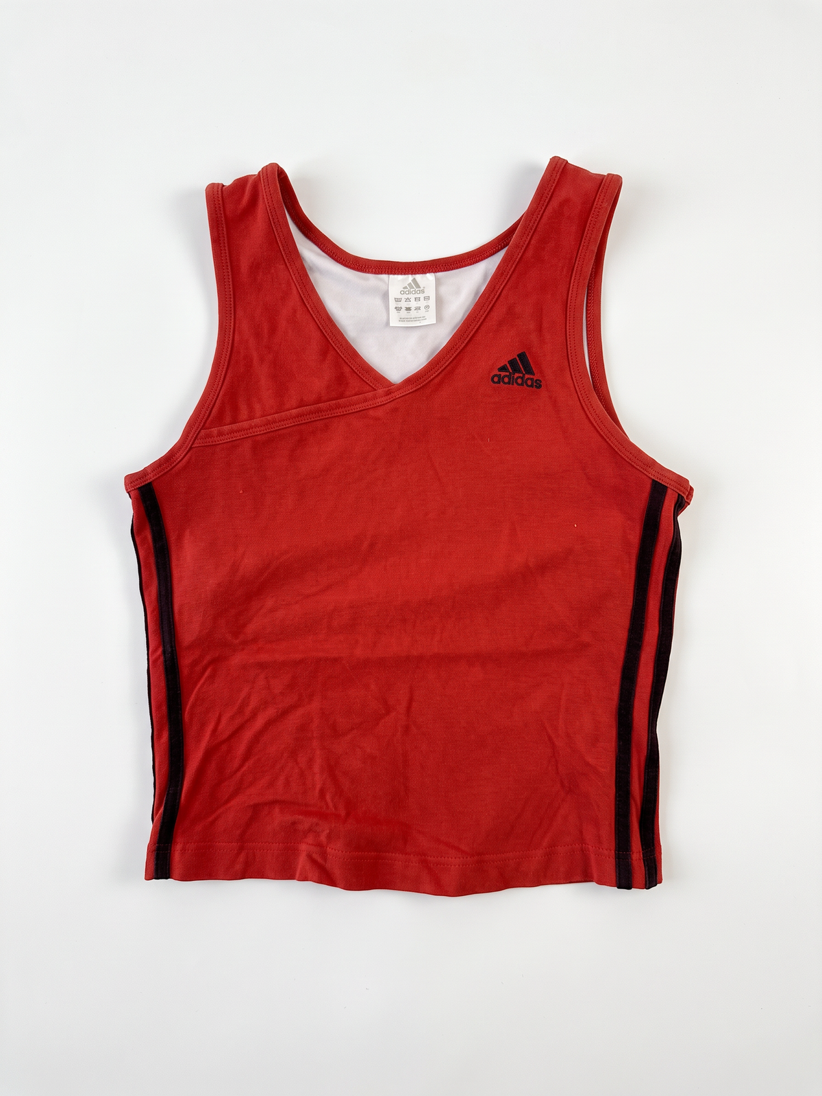Adidas 2000s Red Black V-Neck Tank Top