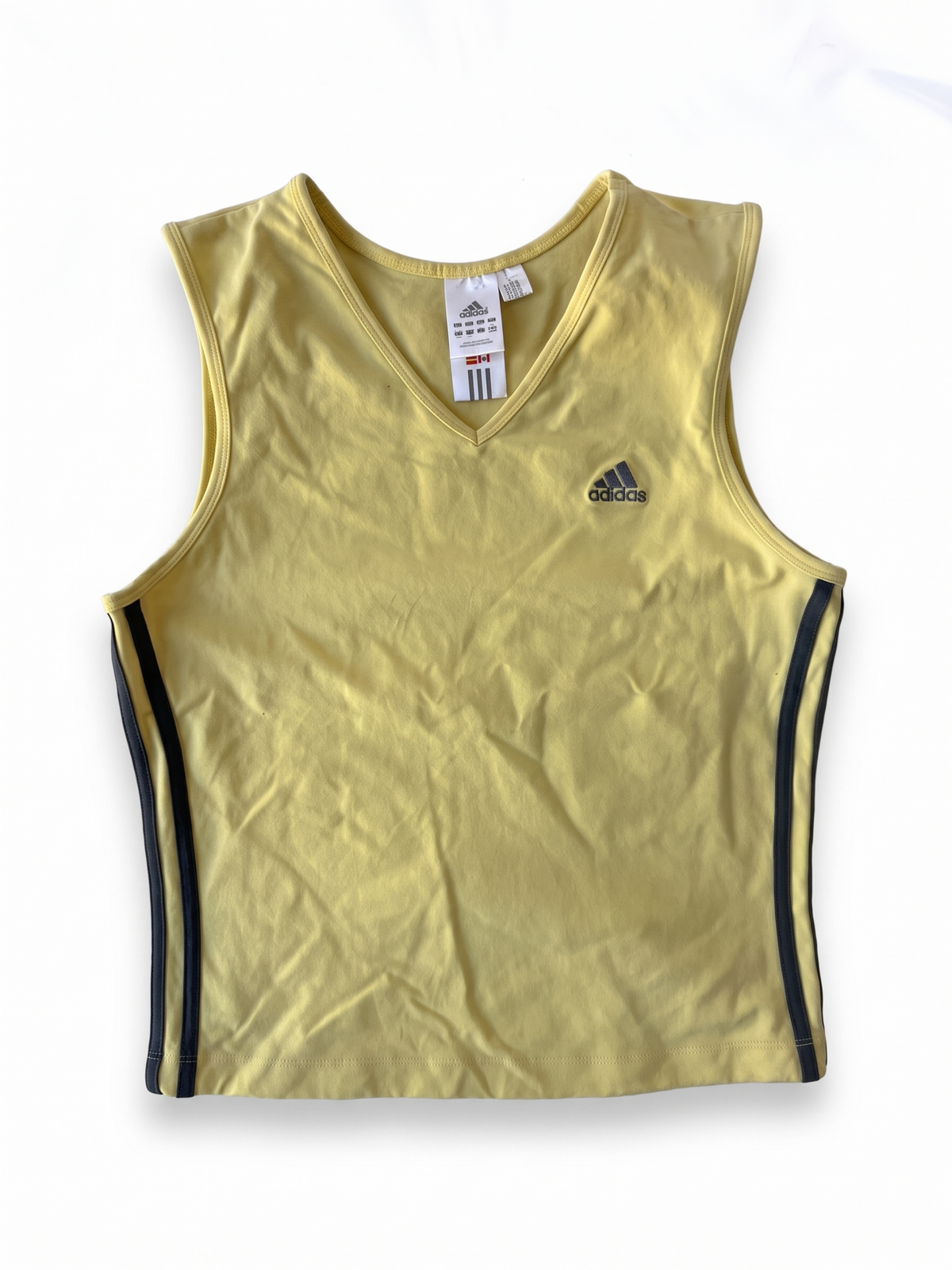Adidas Y2K Yellow Black V-Neck Tank Top