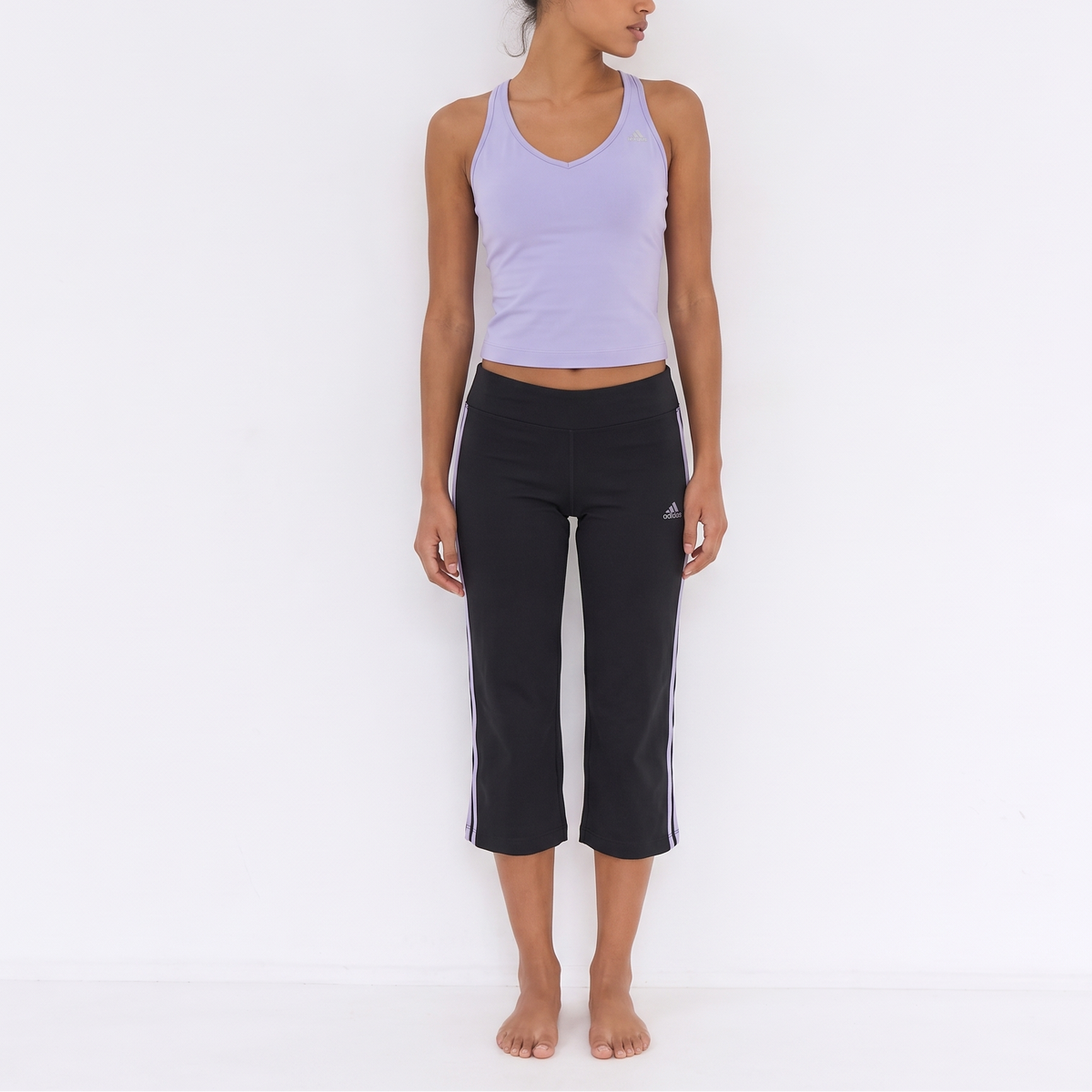 Adidas Y2K Rare Lavender Black Matching Capri Set