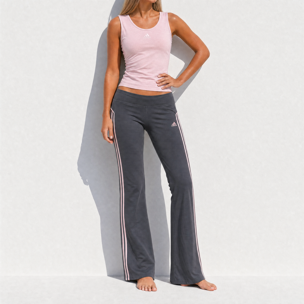 Adidas Late 2000s Pink Grey Track Pant Set