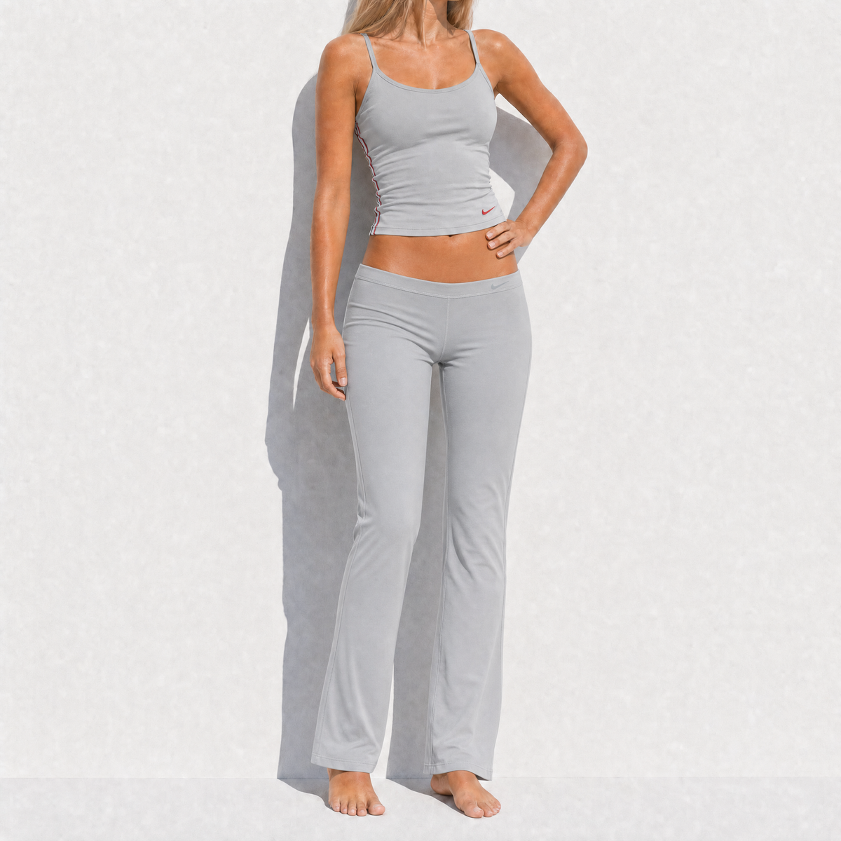 Nike Y2K Grey Red Track Pant Set