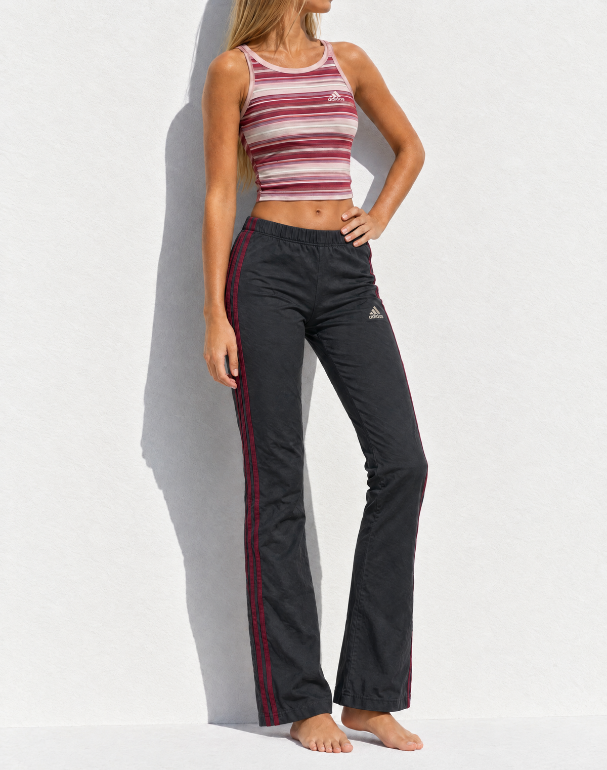 Adidas Early 2000s Pink Stripe Track Pant Set