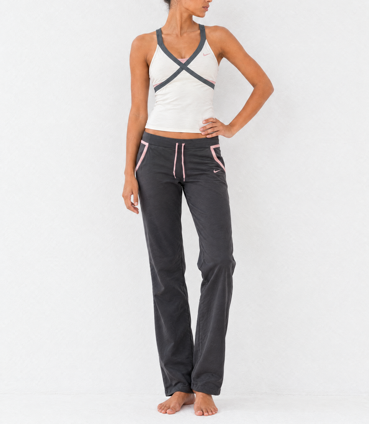 Nike Y2K White Grey Pink Track Pant Set