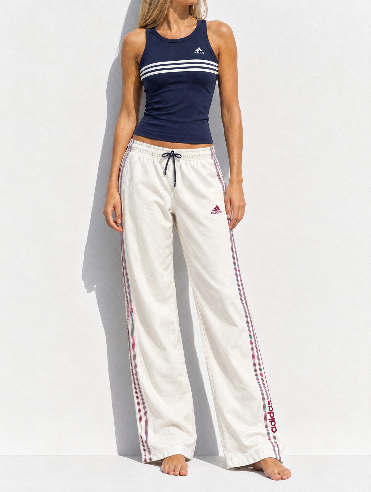 Adidas Early 2000s Navy White Track Pant Set
