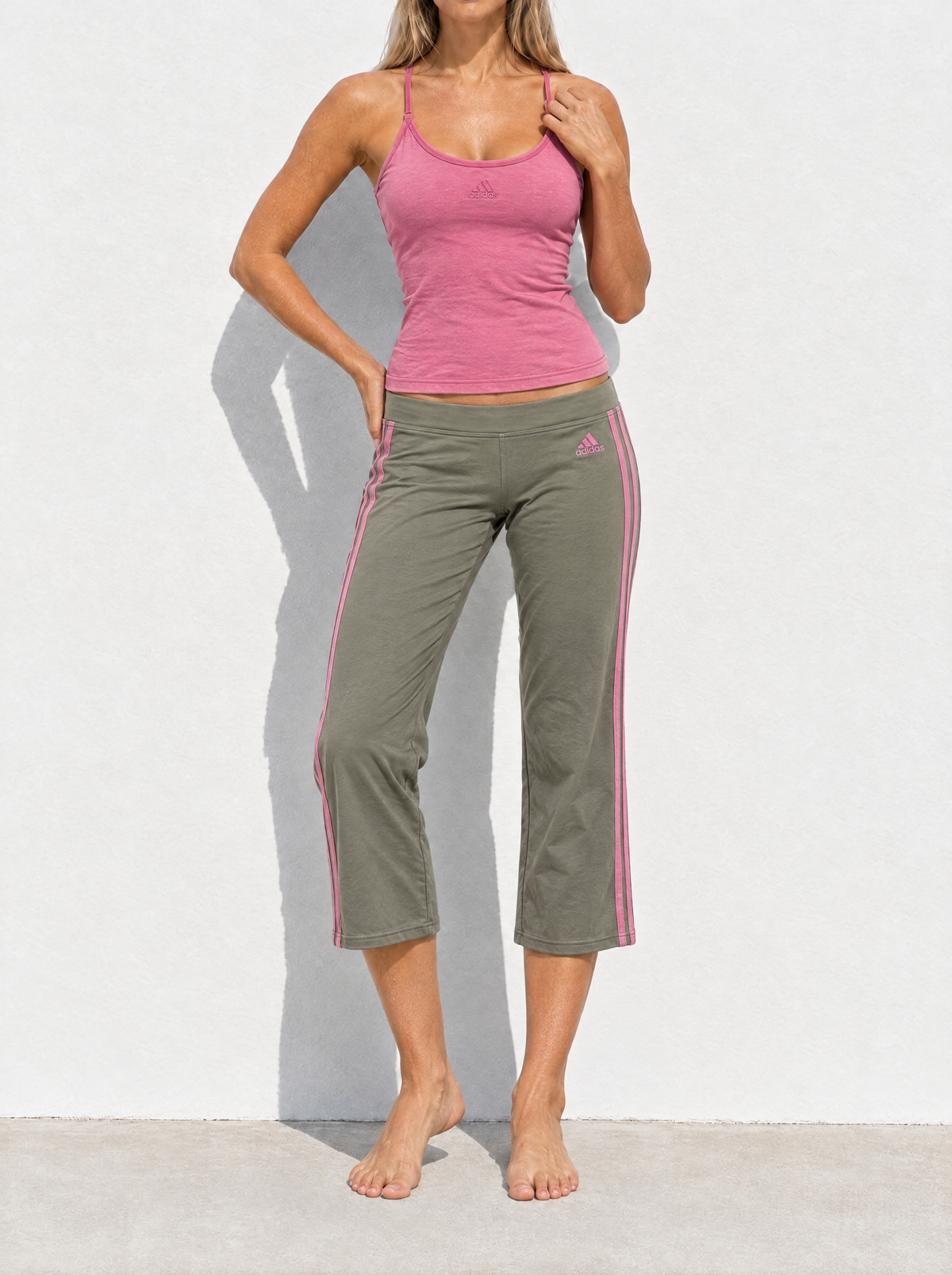 Adidas 2000s Pink Tan Capri Set