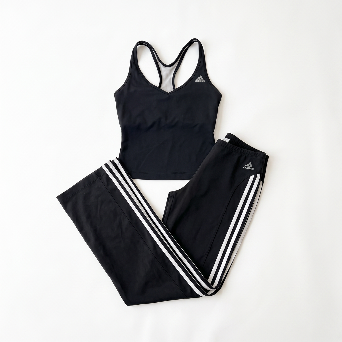 Adidas Y2K Black Tank + Three Stripe Capri Pant Set