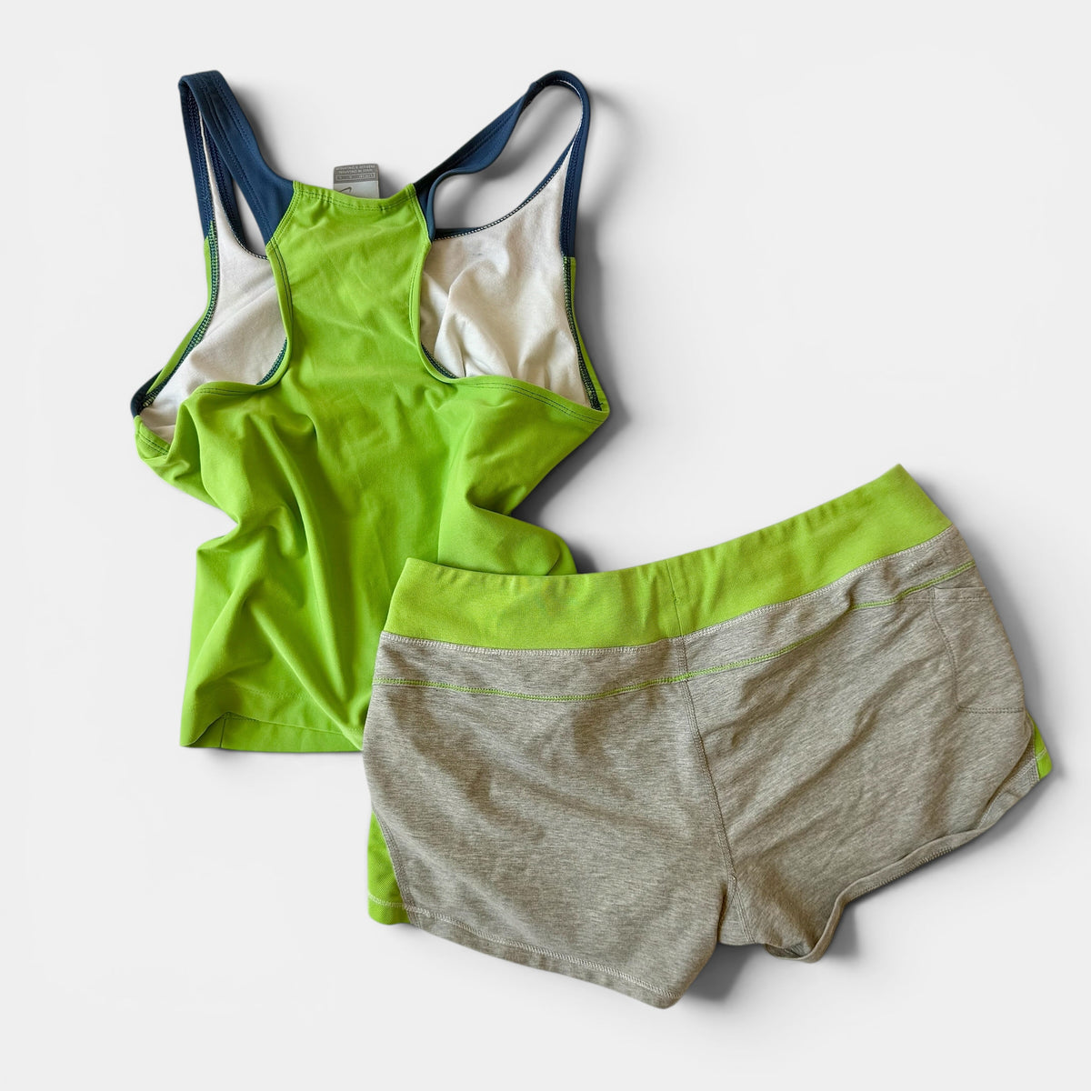 Nike Lime Green Grey Active Short Set Sporty Y2K Fit