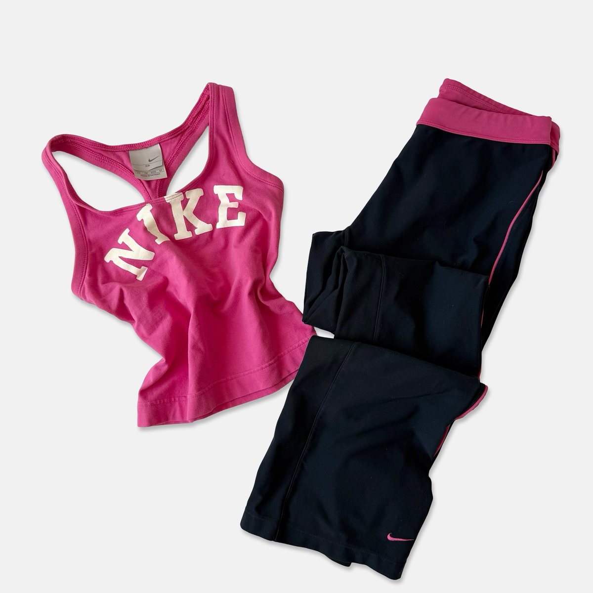 Nike Y2K Pink Black Flare Pant Set