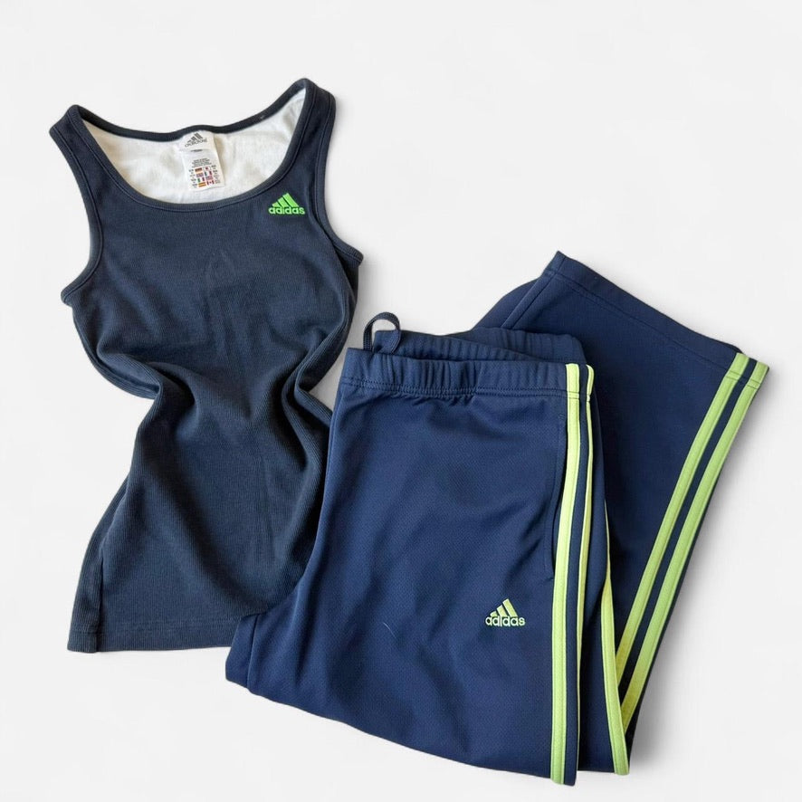 Adidas Y2K Navy Neon Capri Pant Set