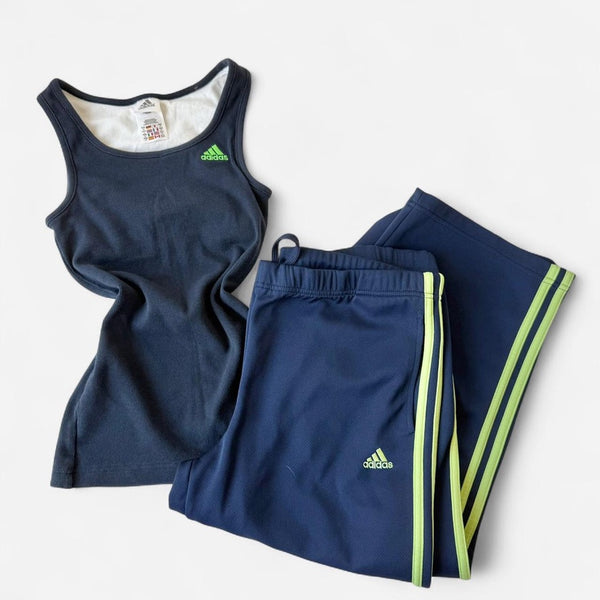 Adidas Y2K Navy Neon Capri Pant Set