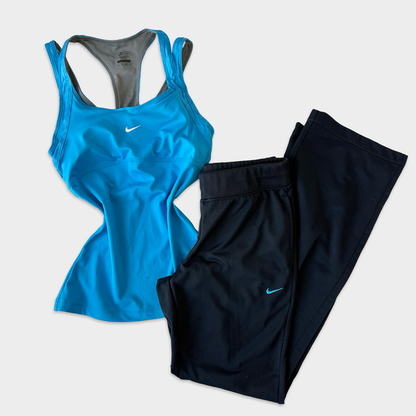 Nike 2010s Blue Black Flare Pant Set
