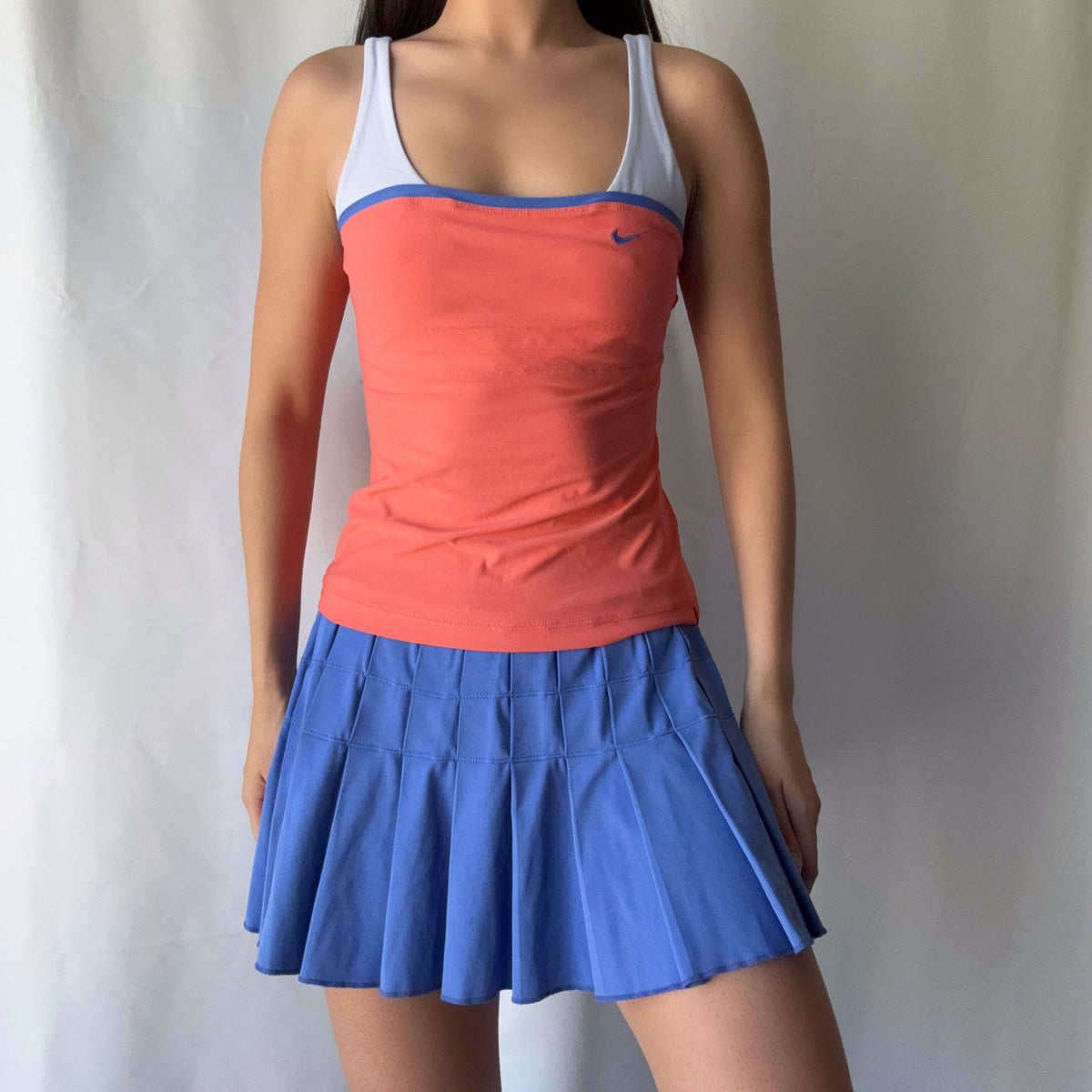 Nike Rare Late 2000s Coral Blue Tennis Skort Set