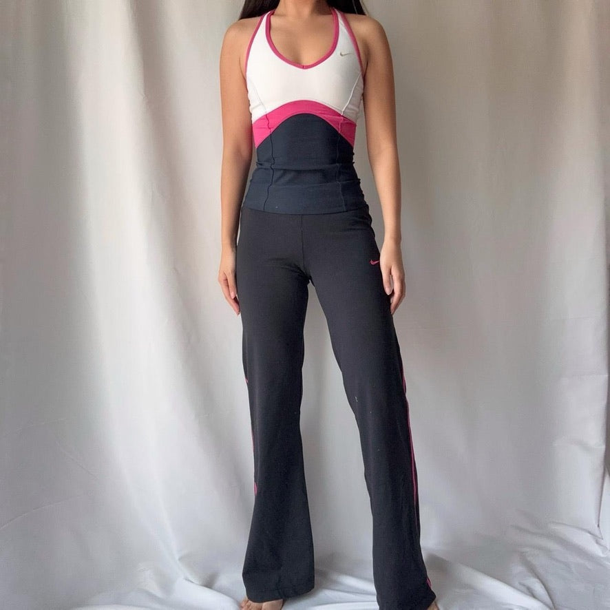 Nike Late 2000s Black Mid Rise Pink Pant Set