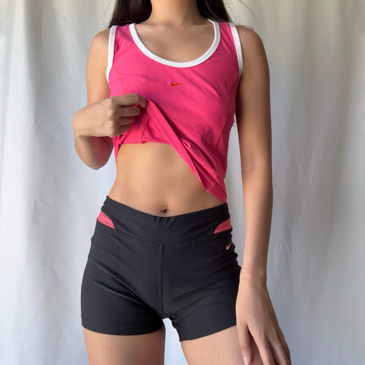 Nike Y2K Pink Black Athletic Short Set