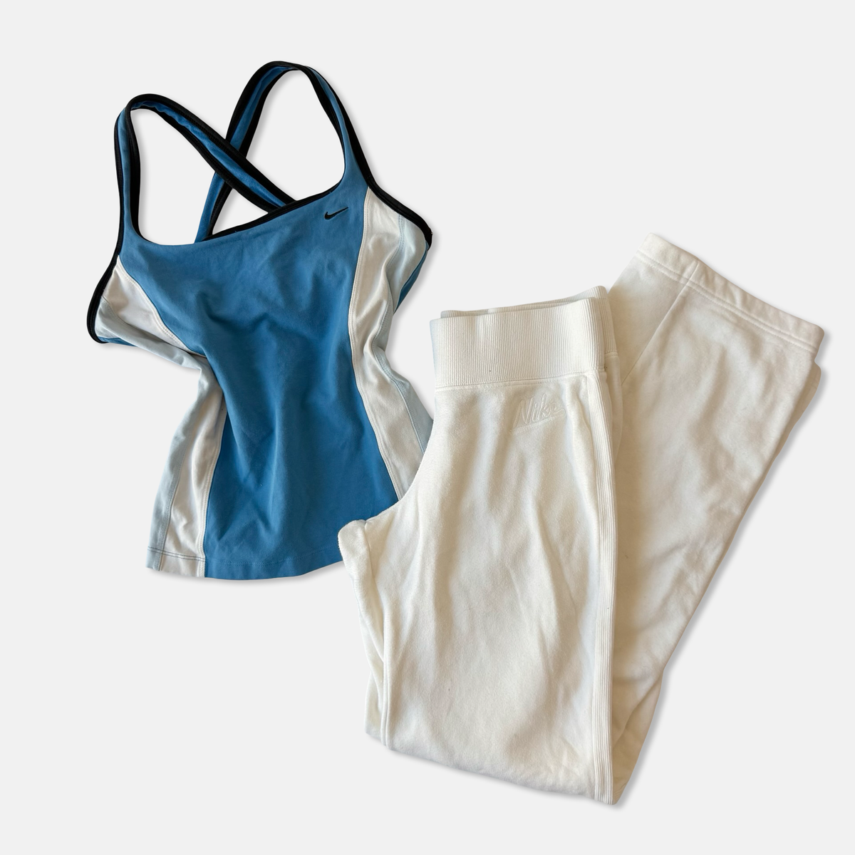 Nike Mixed Era Blue White Flare Pant Set
