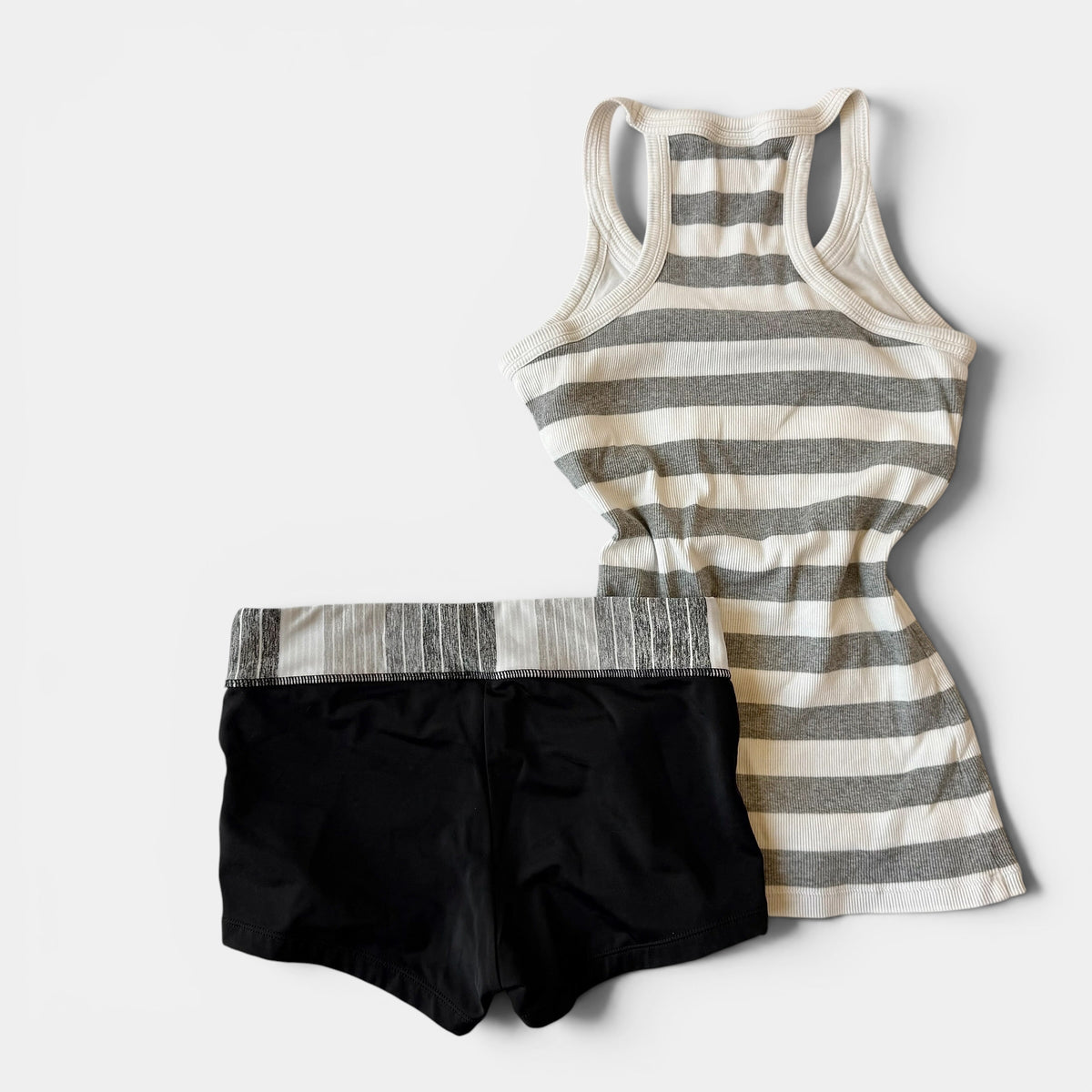 Nike Y2K Stripe Tank Black Shorts Set Sporty Athleisure