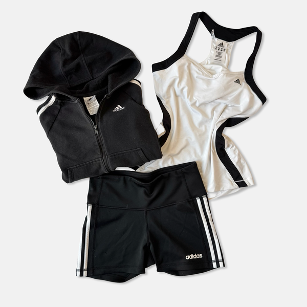 Adidas Mixed Era Black White 3 Piece Hoodie Short Set