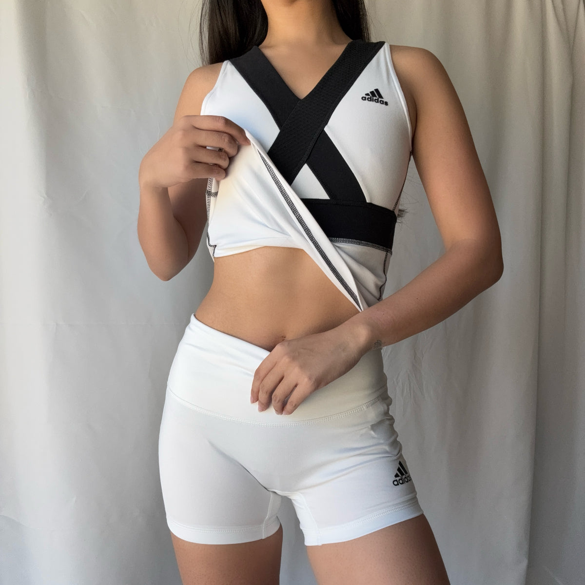 Adidas White Black Active Short Set Mixed Era