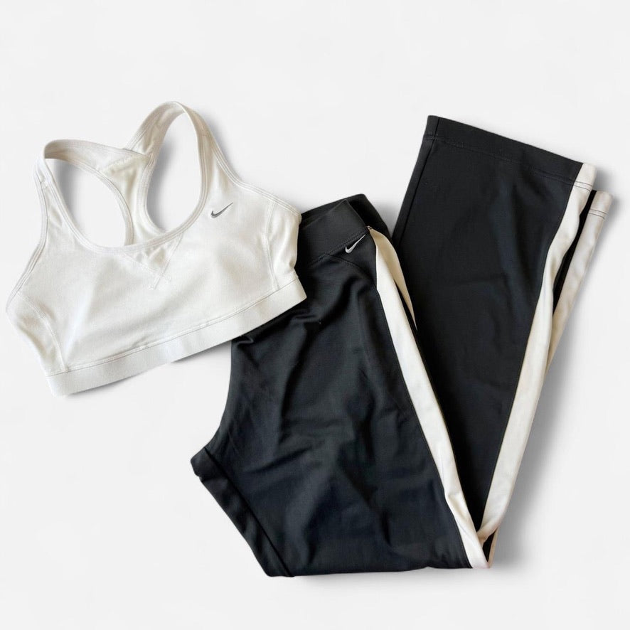 Nike Grey Pant Set White Yellow Contrast Wide Leg
