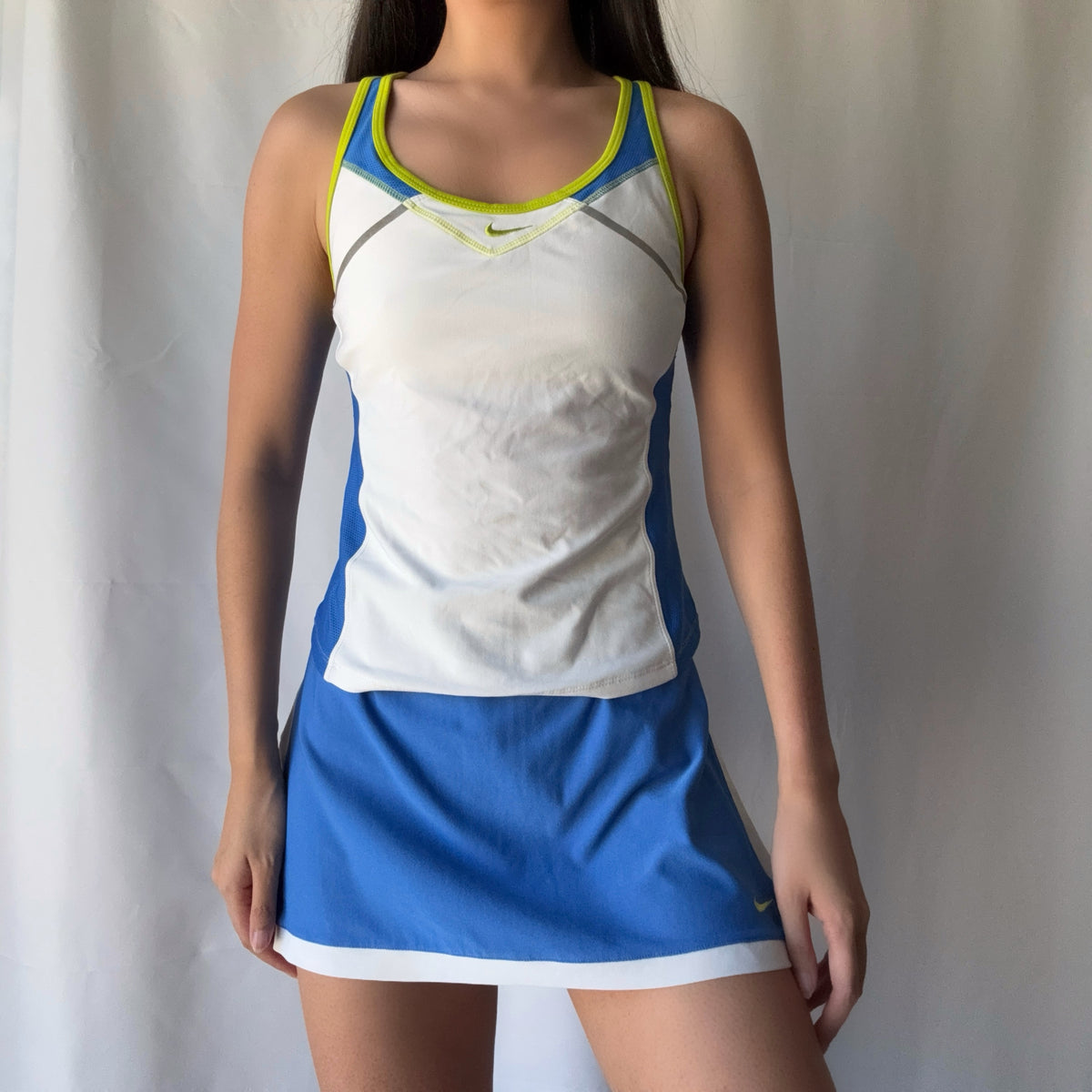 Nike Late 2000s Blue White Tennis Skort Set