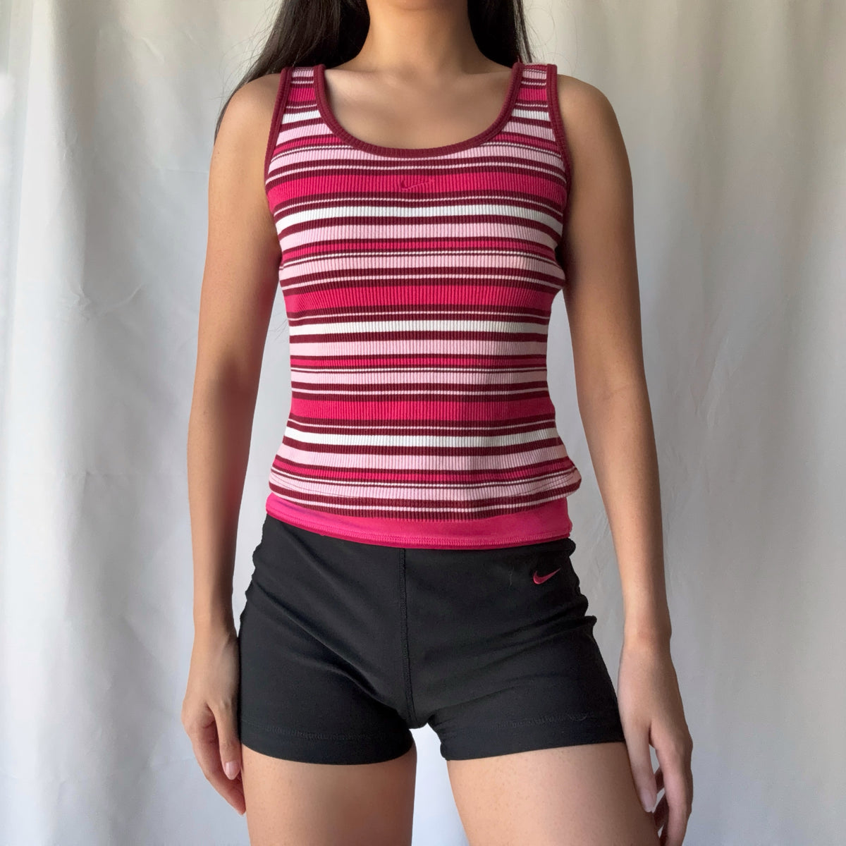 Nike Y2K Pink Stripe Tank Short Set