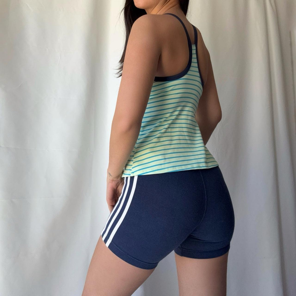 Early 2000s Nike striped tank Adidas shorts set