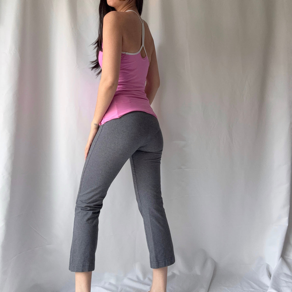 Nike Mixed Era Pink Gray Capri Set