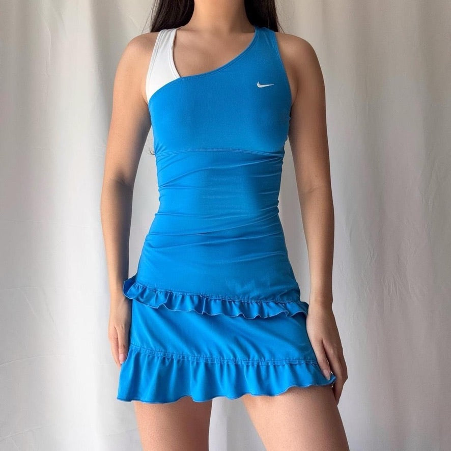 Nike 2011 Blue Tennis Dress with Ruffle Hem