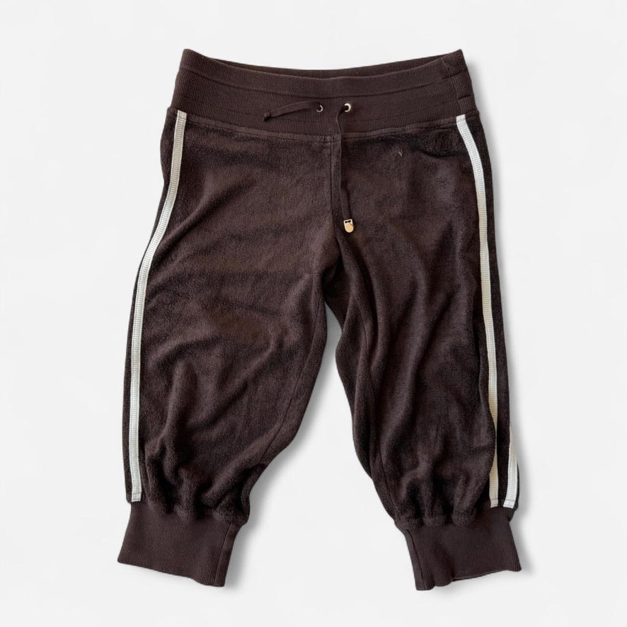 Vintage Y2K Bebe Sport Brown Velour V-Neck Crop & Capri Set
