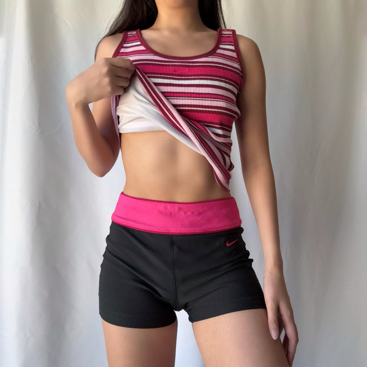 Nike Y2K Pink Stripe Tank Short Set