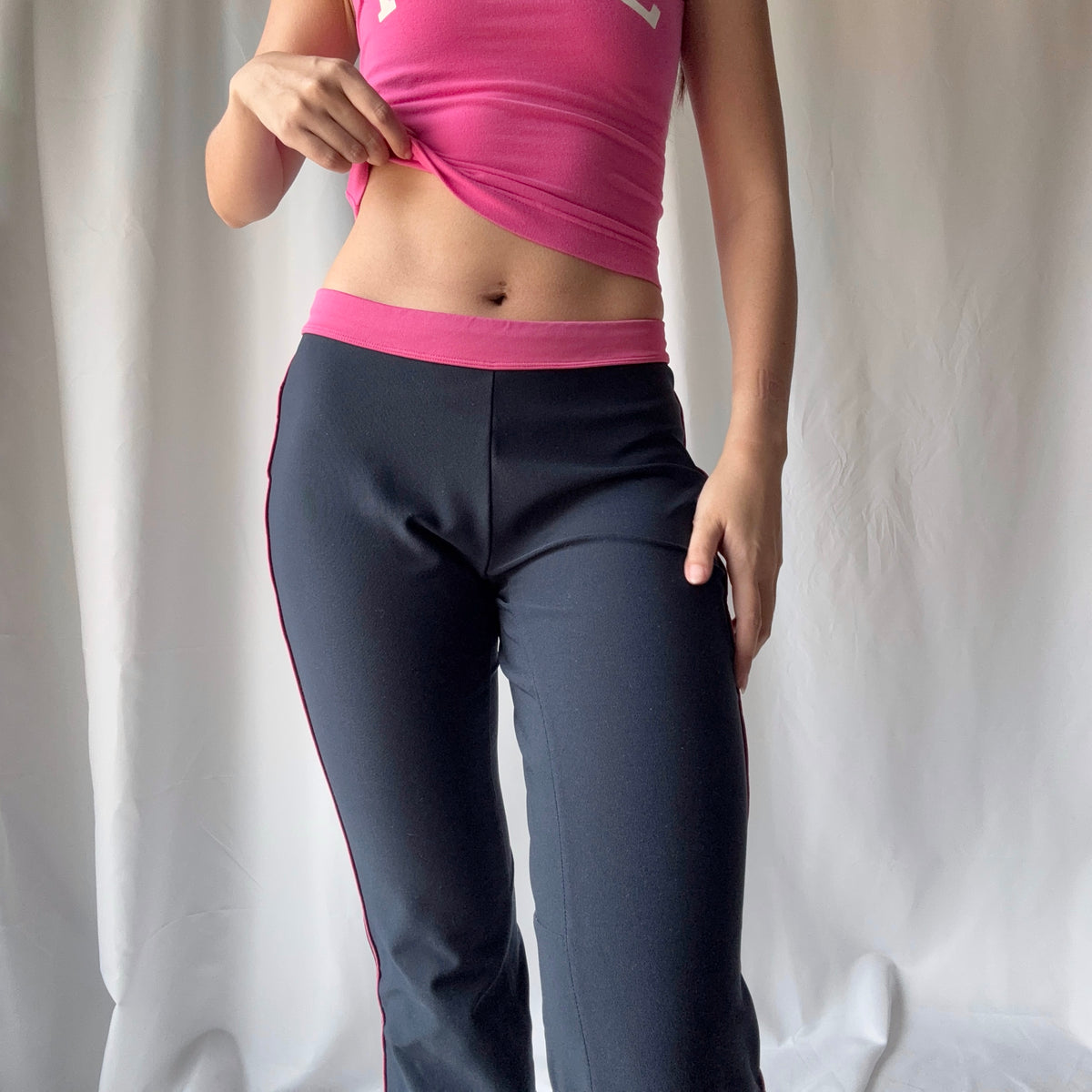 Nike Y2K Pink Black Flare Pant Set