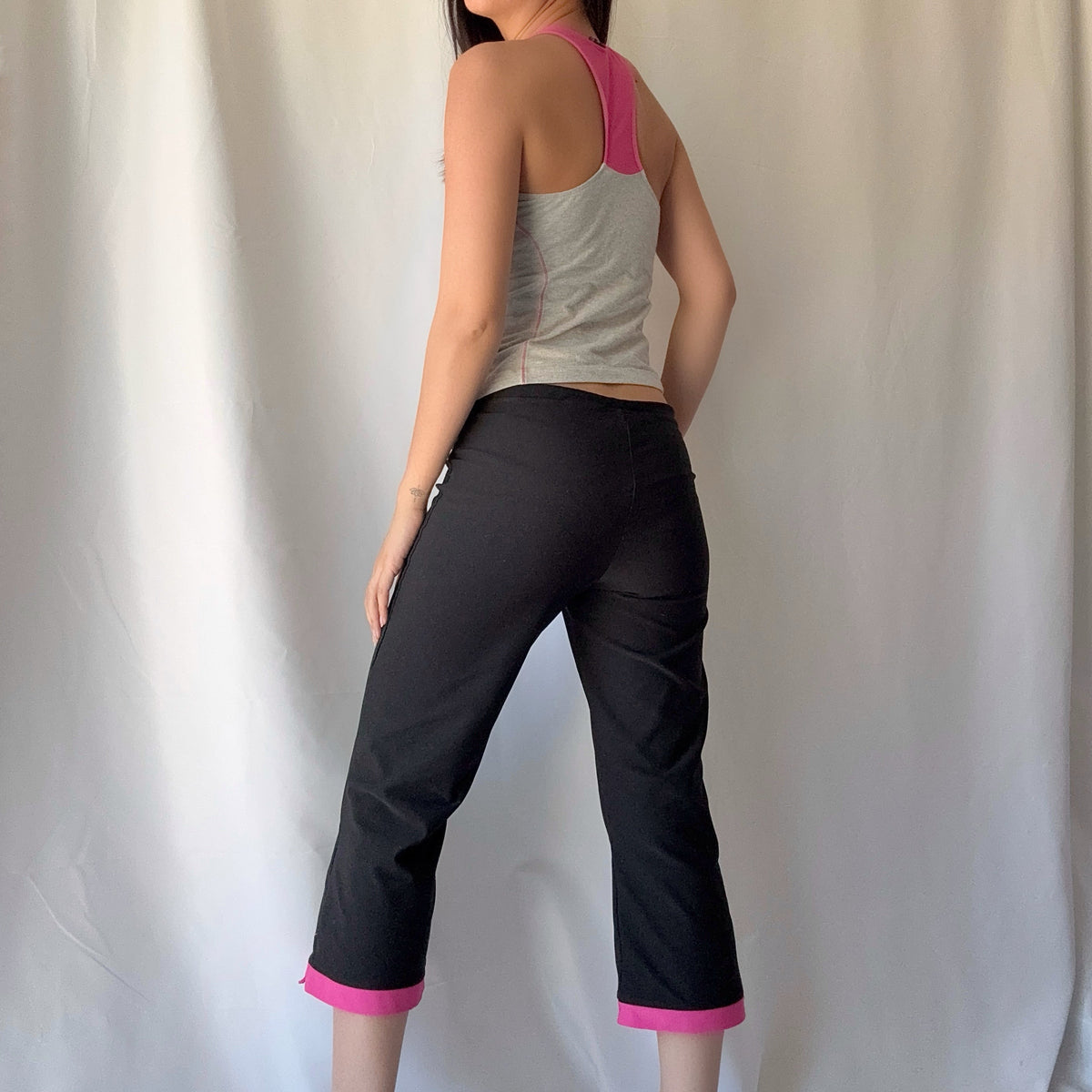 Nike Y2K Grey Pink Capri Set Early 2000s Y2K Athleisure