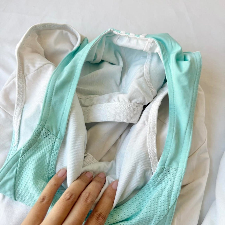 Adidas Vintage Y2K Aqua White Tennis Skirt Set