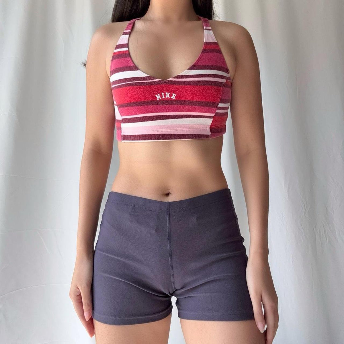 Nike Striped Sports Bra + Shorts Set