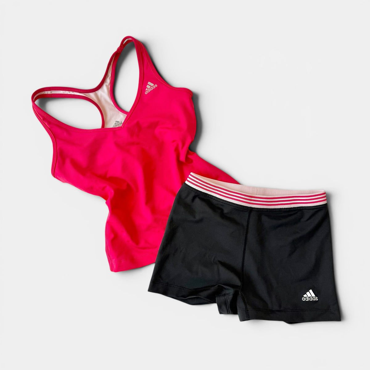 Adidas Y2K Hot Pink and Black Short Set