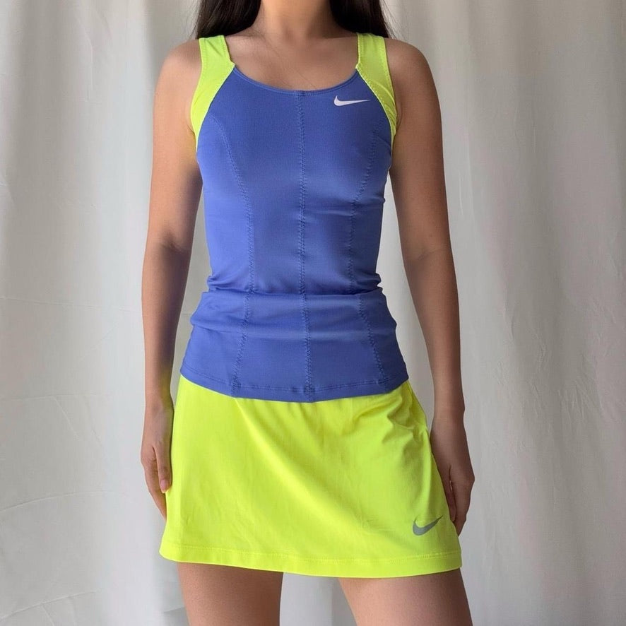 Nike 2010s Blue Neon Tennis Skirt Set