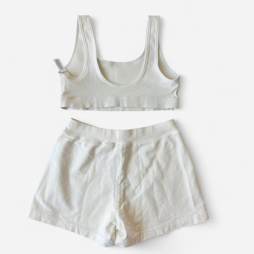 Nike Cream Ribbed Vintage Y2K Short Set