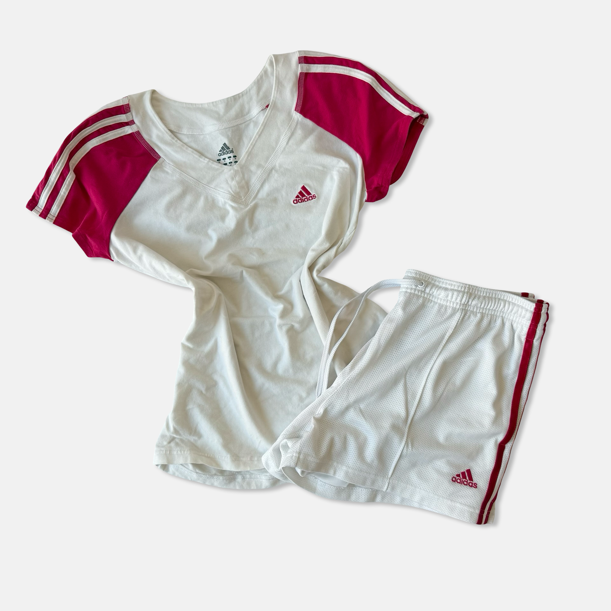 Adidas Late 2000s White Pink Athletic Short Set