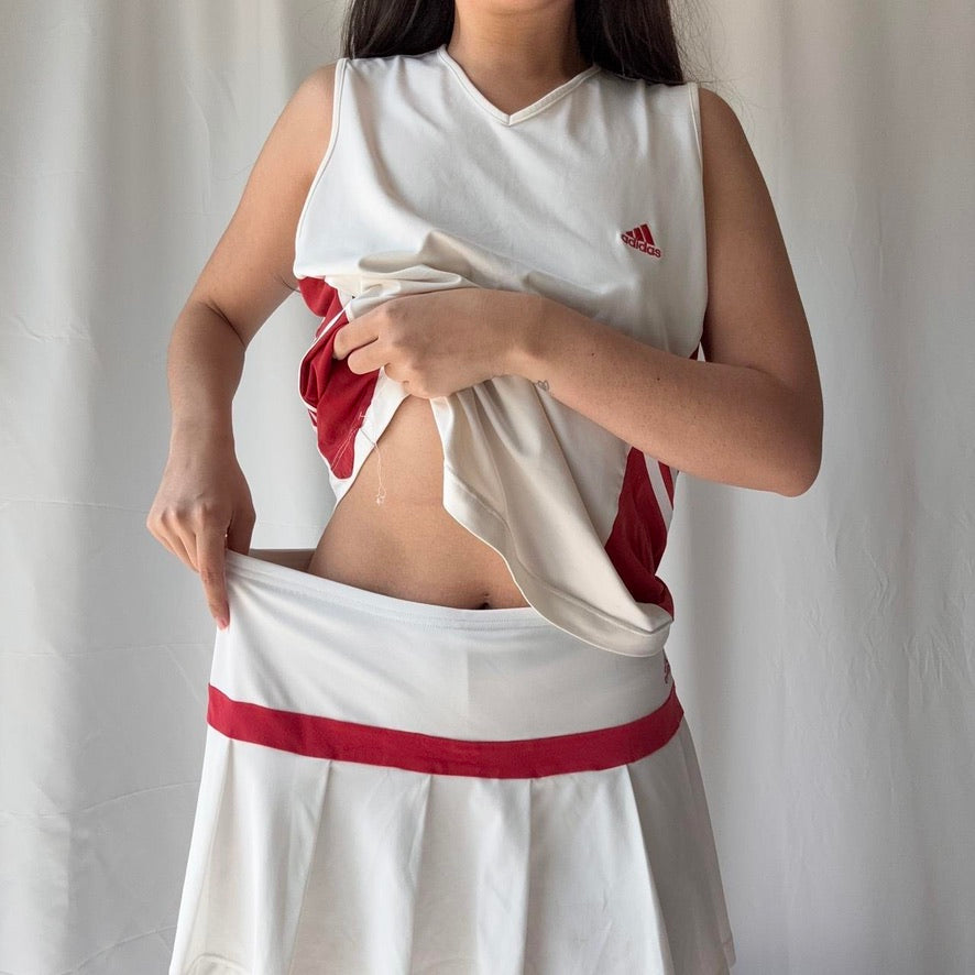 Adidas Vintage 2006 White Red Skirt Set ❤️