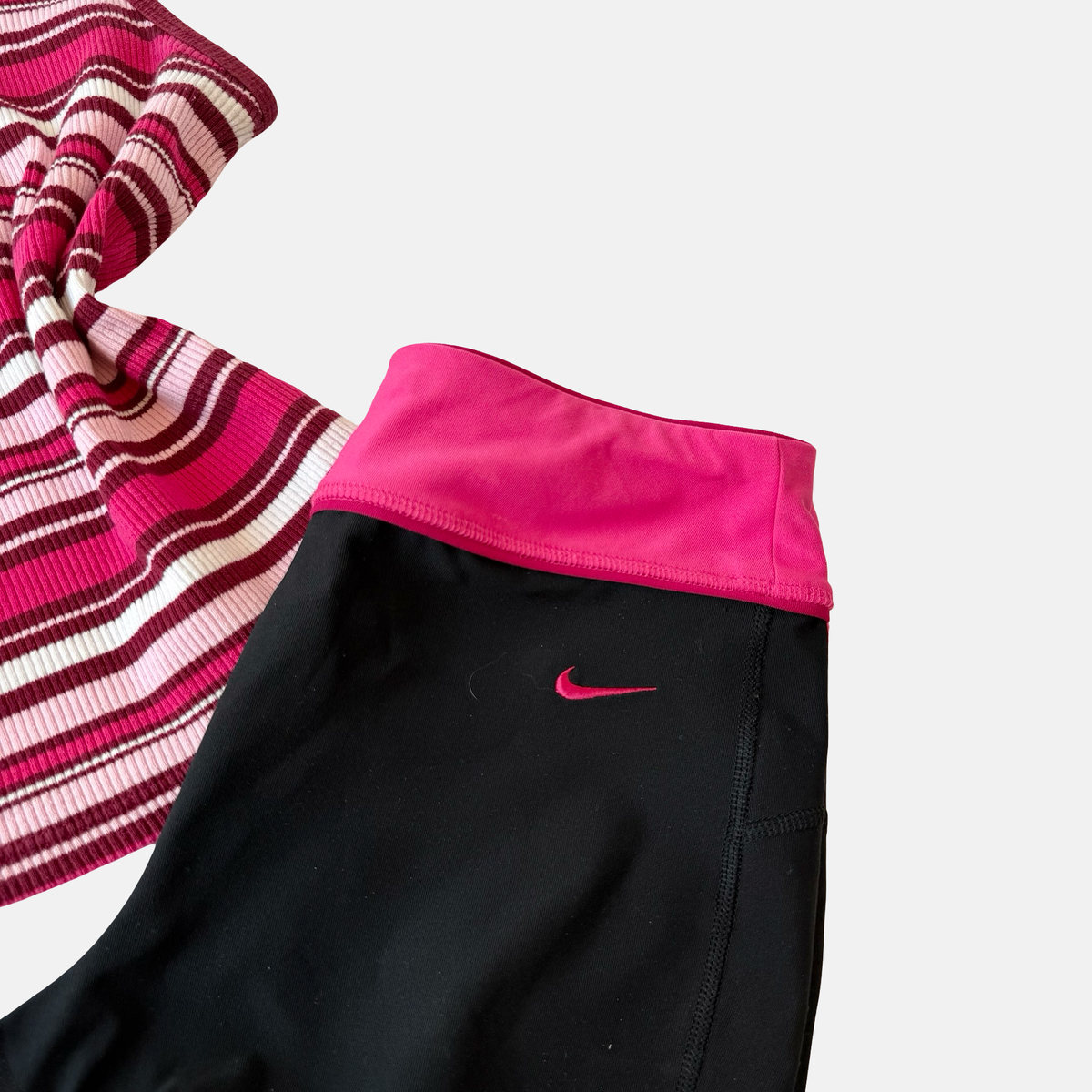 Nike Y2K Pink Stripe Tank Short Set