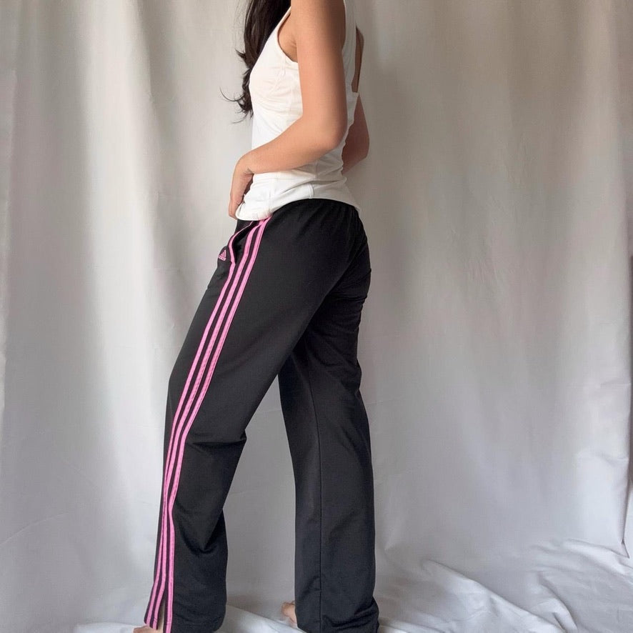 Nike x Adidas Y2K Black Pink Stripe Low Rise Wide Leg Set