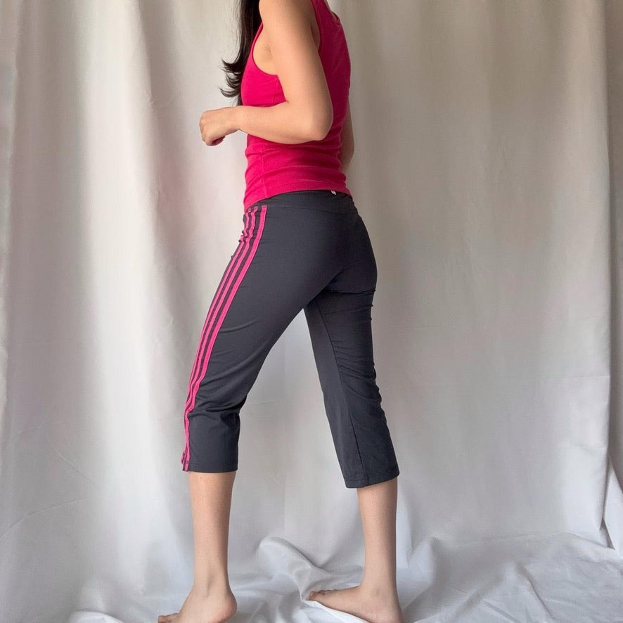 Adidas Late 2000s Pink Tank and Stripe Capri Set