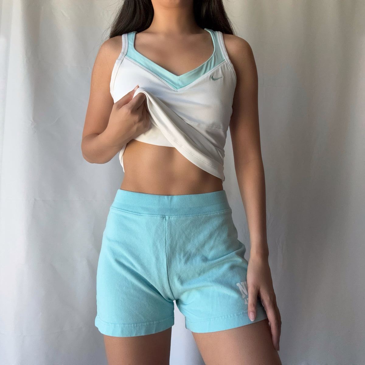 Nike Y2K Mixed Era Aqua Blue Lounge Short Set