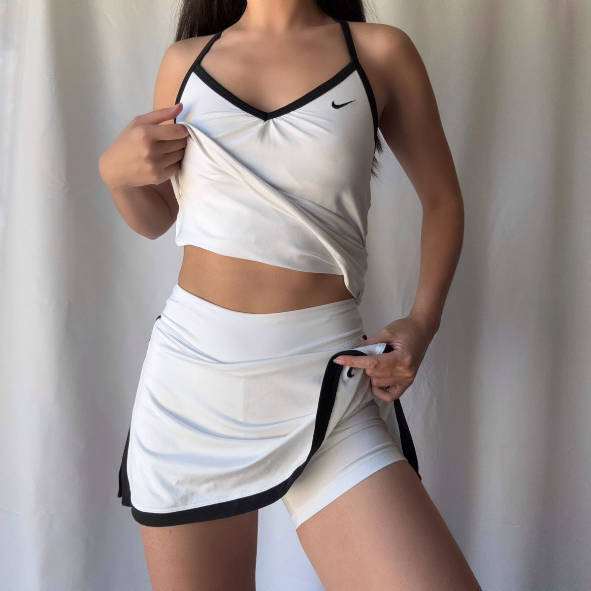 Nike White Black Tennis Skort Set